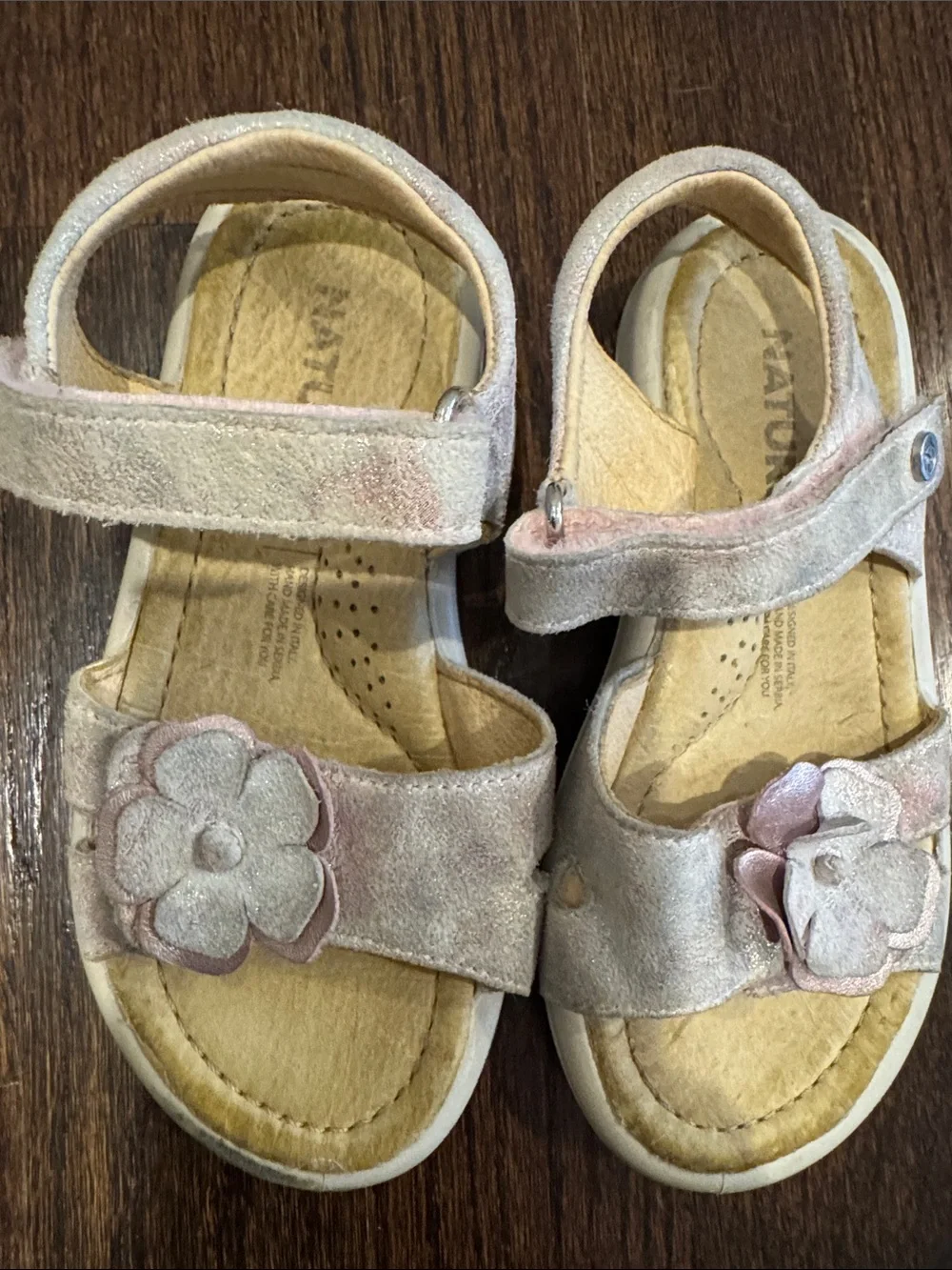Naturino Amrock Flower Leather Sandals Girls EU 25 US 8
